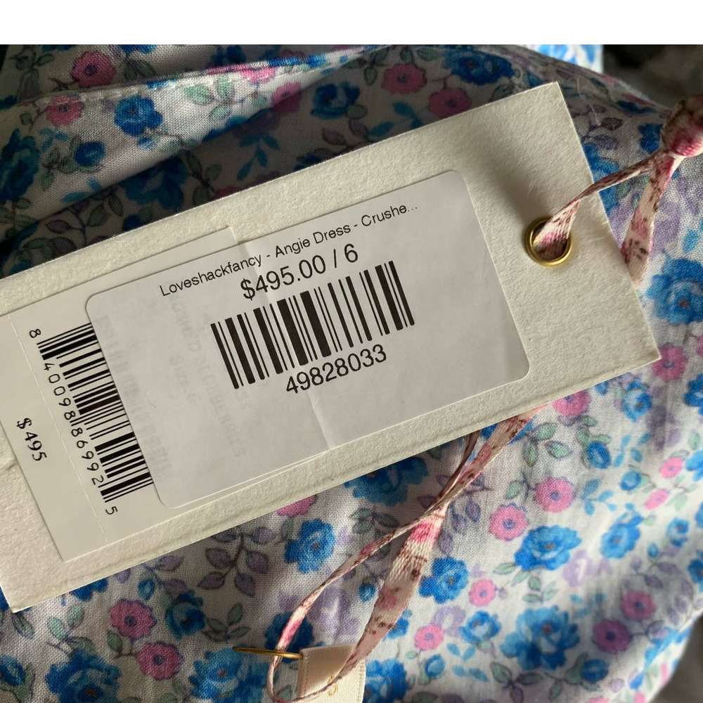 LoveShackFancy Angie Dress Midi Floral Crushed Blueberries, size 6, NWT - Picture 10 of 12